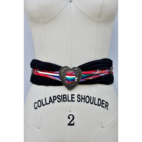 Ginnie Johansen Designs Dallas Belt - Made in USA Rare Black & Metal Heart - Picture 6 of 10